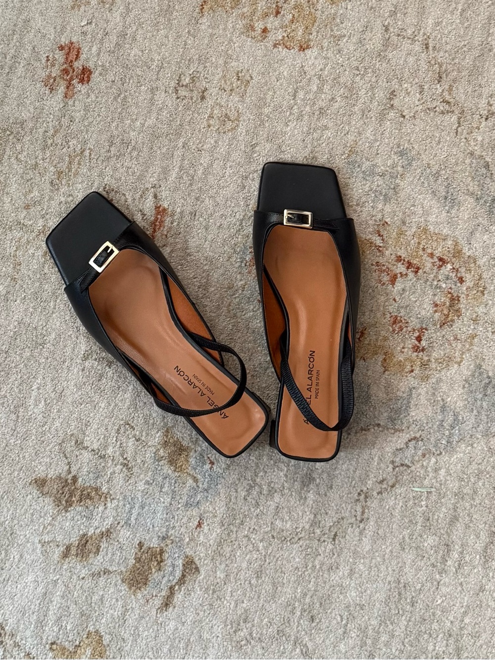 ㅤꨄ︎ NWOT Angel Alarcon black Square-Toe Slingback Heels - handmade in Spain - Picture 2 of 7